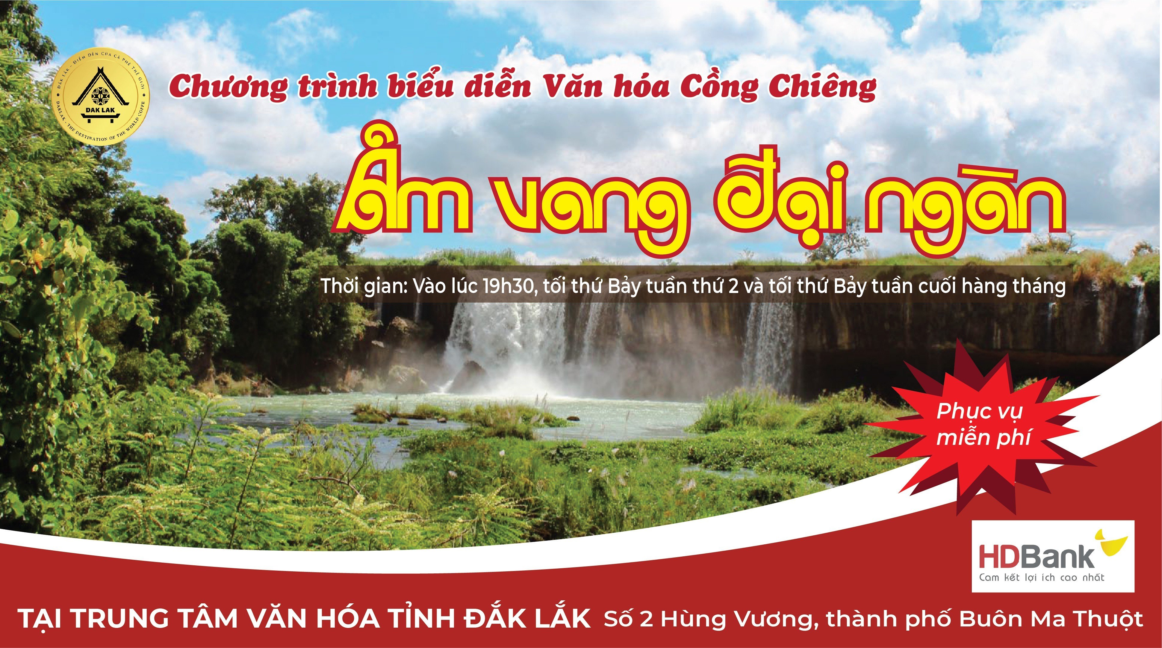 Chương trình biểu diễn văn hóa Cồng chiêng "Âm vang đại ngàn" phục vụ Nhân dân và du khách